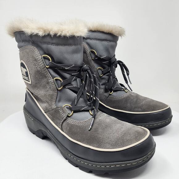 Sorel Tivoli III Snow Boots Women 10 Quarry Cloud Grey Suede Faux Fur Waterproof - Picture 1 of 13